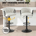 Artiss Bar Stool Woven Velvet Ivory Kitchen Counter Single Chair