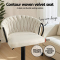 Artiss Bar Stool Woven Velvet Ivory Kitchen Counter Single Chair