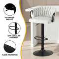 Artiss Bar Stool Woven Velvet Ivory Kitchen Counter Single Chair