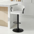 Artiss Bar Stool Woven Velvet Ivory Kitchen Counter Single Chair