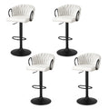 Artiss Bar Stool x4 Kitchen Counter Gaslift Woven Velvet Ivory