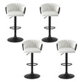 Artiss Bar Stool x4 Kitchen Counter Gaslift Woven Velvet Ivory