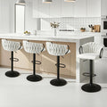 Artiss Bar Stool x4 Kitchen Counter Gaslift Woven Velvet Ivory