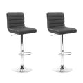 Artiss 2x Grey Padded Leather Bar Stools Gas Lift