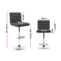 Artiss 2x Grey Padded Leather Bar Stools Gas Lift