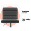 Artiss 2x Grey Padded Leather Bar Stools Gas Lift