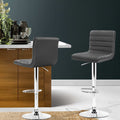 Artiss 2x Grey Padded Leather Bar Stools Gas Lift