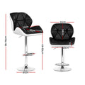 Artiss 4x Bar Stools Gas Lift Padded Leather Black White