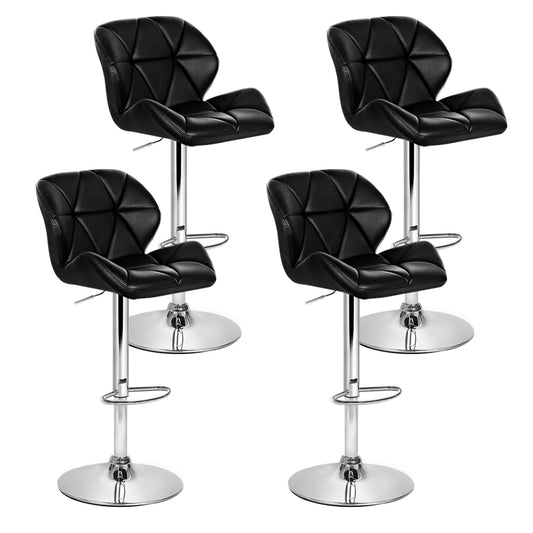 Artiss Bar Stools 4x Gas Lift Padded Leather Black