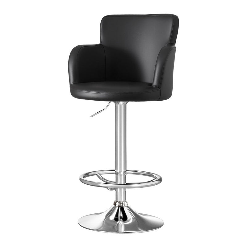 Artiss Leather Bar Stool Swivel Adjustable Gas Lift Black