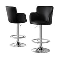Artiss 2x Bar Stools Leather Swivel Adjustable Counter Chairs Black