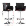 Artiss 2x Bar Stools Leather Swivel Adjustable Counter Chairs Black