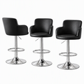 Artiss 3x Bar Stools Counter Chairs Swivel Adjustable Tub PU Leather Black