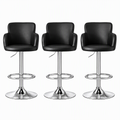 Artiss 3x Bar Stools Counter Chairs Swivel Adjustable Tub PU Leather Black