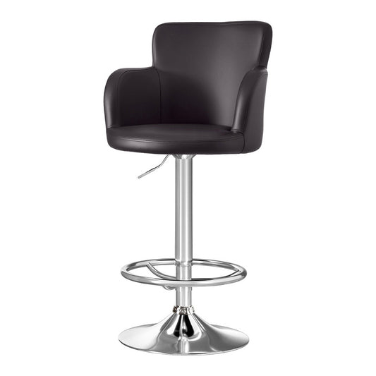 Artiss Leather Bar Stool Swivel Adjustable PU Counter Chair Brown