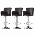 Artiss 3x Bar Stools Counter Chairs Swivel Adjustable Tub PU Leather Brown