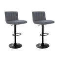 Artiss Bar Stools Pair Vintage Leather Gas Lift Grey