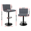 Artiss Bar Stools Pair Vintage Leather Gas Lift Grey