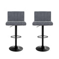Artiss Bar Stools Pair Vintage Leather Gas Lift Grey
