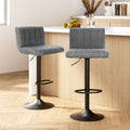 Artiss Bar Stools Pair Vintage Leather Gas Lift Grey