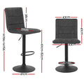 Artiss Bar Stools 4x Gas Lift Vintage Leather Grey