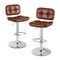 Artiss 2x Bar Stools Swivel Gas Lift Counter Chair PU Leather Brown