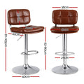Artiss 2x Bar Stools Swivel Gas Lift Counter Chair PU Leather Brown