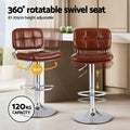 Artiss 2x Bar Stools Swivel Gas Lift Counter Chair PU Leather Brown