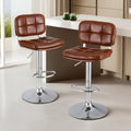 Artiss 2x Bar Stools Swivel Gas Lift Counter Chair PU Leather Brown