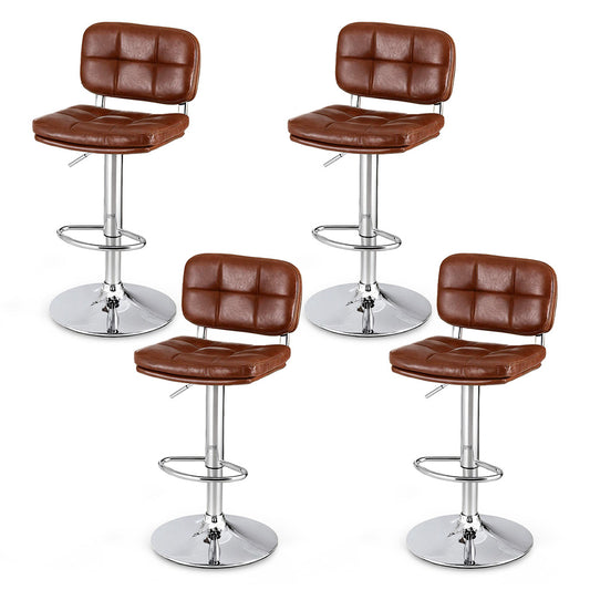 Artiss 4x Bar Stools Swivel Gas Lift Counter Chair Brown PU