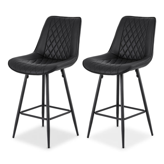 Artiss Bar Stools 2x Counter Stool PU Leather Diamond Black