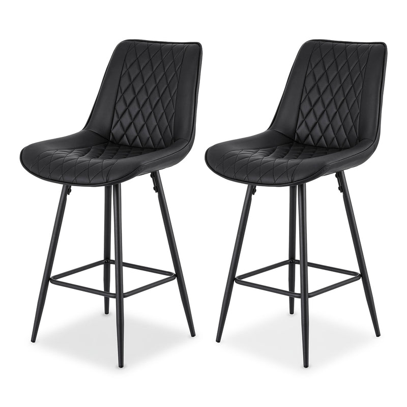 Artiss Bar Stools 2x Counter Stool PU Leather Diamond Black