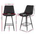 Artiss Bar Stools 2x Counter Stool PU Leather Diamond Black