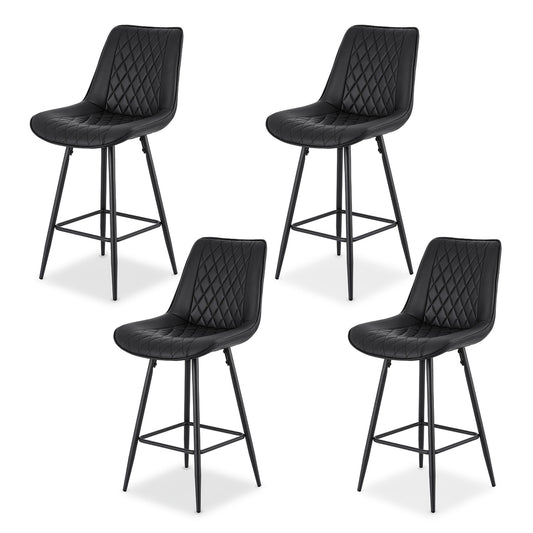 Artiss 4x Bar Stools Black Diamond PU Leather Kitchen Counter
