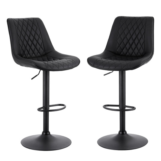 Artiss 2x Bar Stools Swivel Gas Lift Counter Chair Black Leather