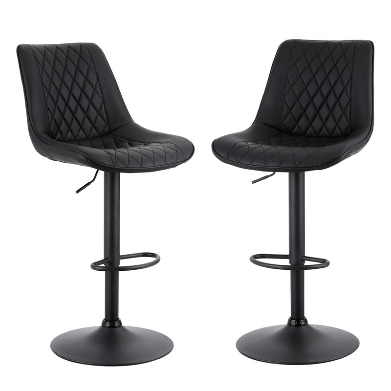 Artiss 2x Bar Stools Swivel Gas Lift Counter Chair Black Leather