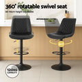 Artiss 2x Bar Stools Swivel Gas Lift Counter Chair Black Leather