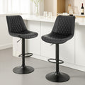 Artiss 2x Bar Stools Swivel Gas Lift Counter Chair Black Leather