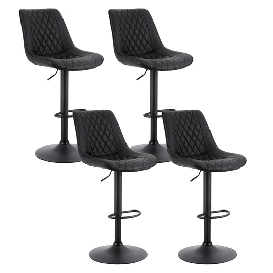 Artiss 4x Bar Stools Black Swivel Gas Lift Leather Counter Chairs