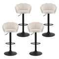 Artiss 4x Bar Stools Counter Chair Adjustable Shell Backrest Velvet Nessah Ivory