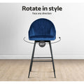 Artiss 2x Bar Stools Velvet Swivel Metal Legs Blue