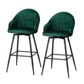 Artiss Bar Stools Velvet Swivel Metal Legs Green x2