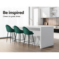 Artiss Bar Stools Velvet Swivel Metal Legs Green x2