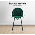 Artiss Bar Stools Velvet Swivel Metal Legs Green x2