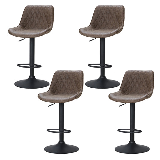 Artiss Bar Stools Vintage Leather Brown Gas Lift x4