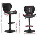 Artiss Bar Stools x2 Swivel Gas Lift Black Kitchen Counter Chairs