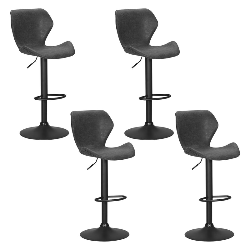 Artiss Bar Stools x4 Vintage Leather Gas Lift Black