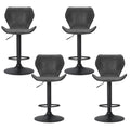 Artiss Bar Stools x4 Vintage Leather Gas Lift Black