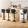 Artiss Bar Stools x4 Vintage Leather Gas Lift Black
