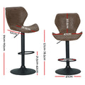 Artiss Bar Stools x2 Swivel Gas Lift Kitchen Counter Brown